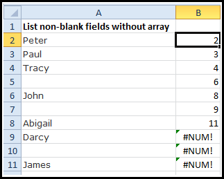 list non blanks formula