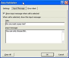 data validation - prompt user with message