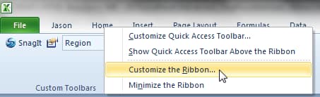 Step 1 - Customized Ribbon